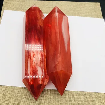 Naravno rdeča quartz jasno, kristalno obelisk, Reiki healing kamen poliran dvakrat opozoril heksagonalna palico doma dekor