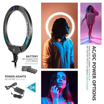 Neewer 19-palčni RGB LED Obroč Svetlobe, s Stojalom, 60 W Zatemniti Bi-Color 3200K-5600K ro s koncesijo s Posebnimi Prizorov Učinek za Selfie Ličila