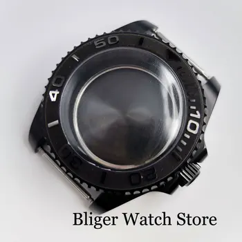 New Visoke Kakovosti Black PVD Prekrita Watch Primeru, Obokan Glas fit NH35 NH35A NH36 NH36A Brušeno Rezilo Vstavite