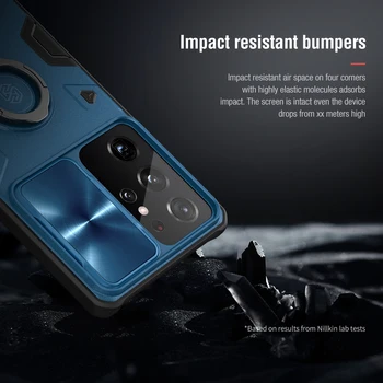 NILLKIN CamShield Oklep Ohišje Za Samsung Galaxy S21 Ultra Kamere zaščitni Pokrov z Obroč Kickstand