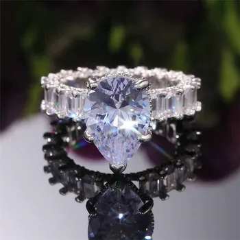 Nov Prihod Luksuzni Nakit, Ročno 925 Sterling Srebro Pear Rez Bela Topaz CZ Diamond dragih kamnov Ženske
