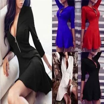 Nova Moda Povoj Obleko V Vratu Seks 2019 Jeseni Vroče Prodaje Povoj Obleko Linije Obleko Spredaj Zadrgo Stranka Obleko Vestido