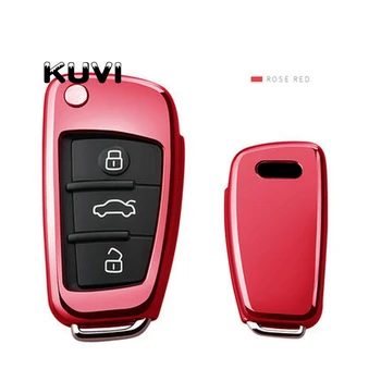 Novo Darilo TPU mehko avto ključ primeru Za Audi Q3 A4L A6L V5 V7 A1 A3 zakleniti flip pokrov 6 barvni dodatki z keychain avto styling