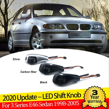 Ogljikovih Vlaken Črna Srebrna LED Prestavna Ročica Menjalnika Vzvod za BMW serije 3 E46 316i 318i 320i Pribor 323i 325i1998-2006