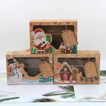 Okno sladkarije darilo vesel božič tiskanja box12pcs 22 cm*15*7 cm darila polje z okna Marbling slog paket polje stranka suppiles