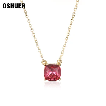 OSHUER 5 Barv New Visoke kakovosti preprosto srčkan kristalno Kvadratne oblike ogrlica zlato barvo ogrlica&obeski za ženske, darilo