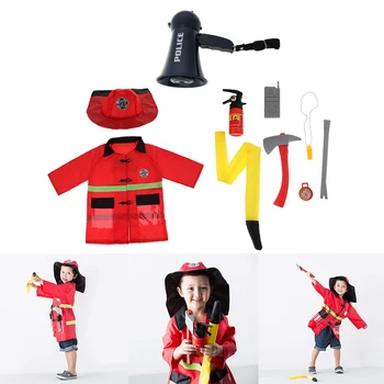 Otroci Fireman Cosplay Stranka Kostum Z Orodji Za Fante In Dekleta