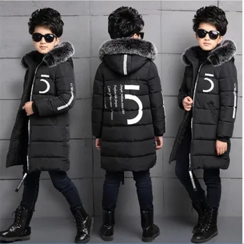 Otrok nositi fant zimski plašč 2021 nov dolg odsek zadebelitev velik fant oblačila bombaž staro Oranžno črna