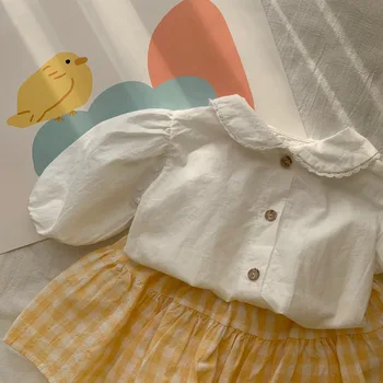 Otroška Oblačila Baby Majica Poletje Novo Puff Rokav Baby River Luštna Vijolično Majico