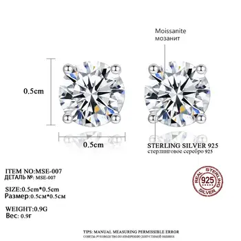 PAG&MAG 925 Sterling Srebro 1.1 ct F Barve Moissanite VVS Fine Nakit Diamantni Stud Uhan Z Certifikat Za Ženske, Darilo