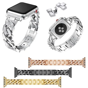 Pazi Zapestnica za Apple Watch Band Serije 4 3 2 1 Modi Diamond Kavboj Verige Trak Kovinski Povezavo 38/42/40/44 Ženske Ženske