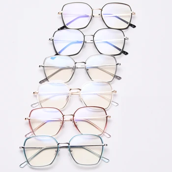 Peekaboo velik okvir poligonske očala za ženske modra svetloba nezakonitih moda optičnih očal okvir ženske letnik pol kovin