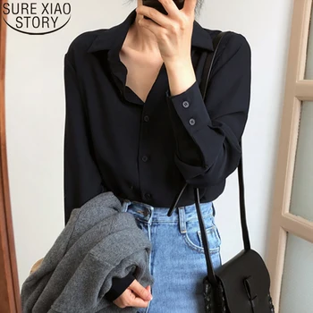 Plus Velikost Ohlapne Majice Z Dolgimi Rokavi Ženske Šifon Bluzo 2021 Nove Korejske Modne Urad Dama Vrhovi Preprosta Oblačila Blusas 6830