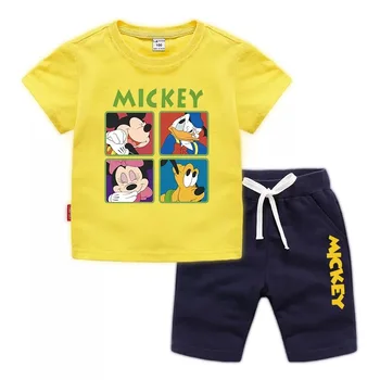 Poletje Strip Disney Mickey Miške Minnie Otrok Oblačila, Ki Majica Otroci Hlače Za Fantje Dekleta, Oblačila, Obleke, Casual Obleke Šport