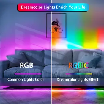 Polje Paket Preganja Učinek RGBIC Prostor RGB LED Trakovi Luči Mavrične Sanje Color Fantasy Čarobno 12V 5050 Božični Luči