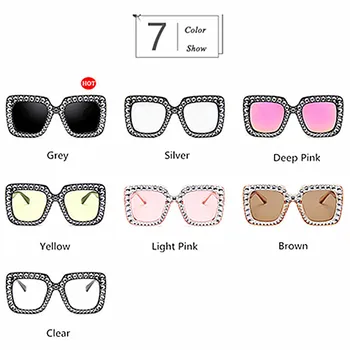 Prevelik sončna Očala Ženske Diamanti Kvadratnih Odtenki na Prostem sončne Očala UV400 Lady Vintage Retro Velik Okvir Luksuzni Gafas Feminino