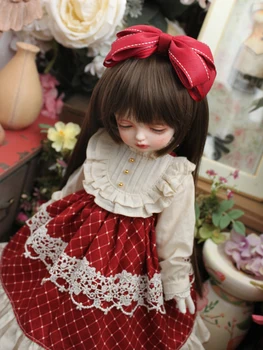 Rdeča barva BJD obleko + sponke za lase lutka obleko za 1/3 1/4 1/6 BJD SD DD 1/6 Blyth lutka pribor Zahodni slog obleke