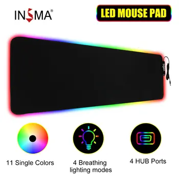 RGB LED Pisane Velik Igralec Računalnik Mousepad Z 1/4 ZVEZDIŠČE USB Vrata Non-zdrsa Velika Desk Miši Mat Za Prenosni RAČUNALNIK