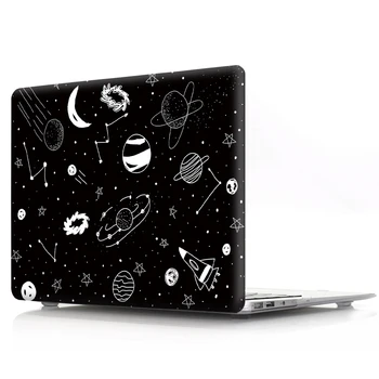 Risanka Črno Beli Trdi PVC Coque za Macbook Pro 13 15 12-palčne Retina Laptop Zajema Astronavt vesoljsko Plovilo A1502 A1534 A1398