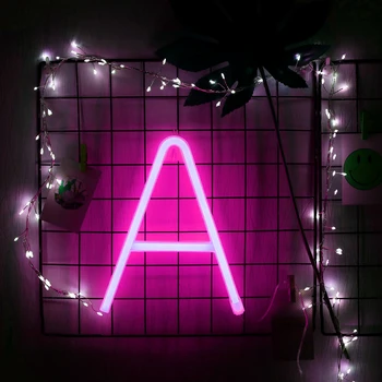 Roza Sije Neon Pismo Svetlobe LED črke Abecede Dekorativni sveti Besede za Poroke, Božič, Rojstni Dom, Trgovina, Bar