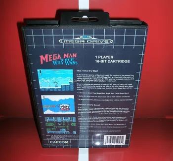 Sega igre sim - Mega Človek wily vojn s škatlo in navodilih za uporabo, ki Sega MegaDrive Video Igra konzola sistema 16 bit MD kartico