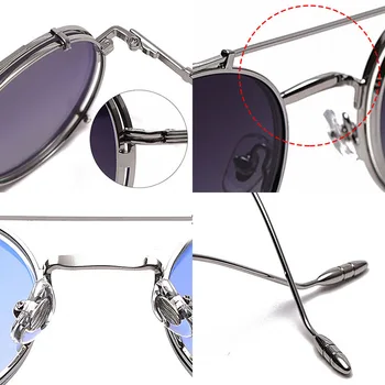 SHAUNA Moda Polarizirana Steampunk sončna Očala Izmenljive Flip Letnik Krog Anti-Modra Lahkih Kovin Optičnih Očal Okvir