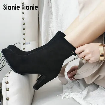 Sianie Tianie 2020 modni visoke pete, čevlji ženska črpalke škorenjčki gleženj škornji za gospo zimo ženske čevlje dodatno velikosti 46 47