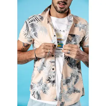 SIMWOOD 2020 poletje novo havajih, kratek rokav srajce moške počitnice bombaž dihanje cvetlični majica plus velikost oblačila 190263