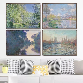 Slavni Platno Umetniško Slikarstvo Impresionizem Krajine Claude Monet Plakatov in Fotografij Wall Art za Dnevni Sobi Doma Dekor Cuadros