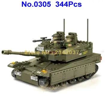 Sluban 344pcs vojaške vojne tanki vojske serije merkava gradniki Igrača
