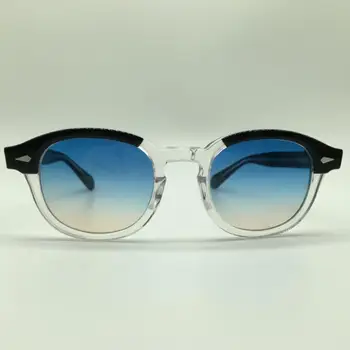 SPEIKE Meri Nov Modni Lemtosh Johnny Depp slog, sončna očala AAAAA+ kakovost Letnik okrogla sončna očala modra/rumena leče