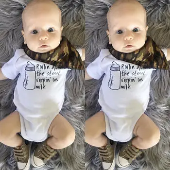 Srčkan Novorojenega Dojenčka Baby Steklenico Mleka Oblačila Romper Obleke Tuš Darilo