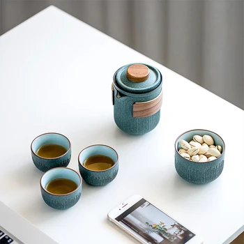 TANGPIN zelena keramični čajnik teacups čaj, set prenosni potovanja čaj nastavite drinkware