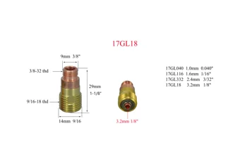 TIG KIT Strn Plina Objektiv 17GL18 3.2 mm & #10 Pyrex Pokal aluminijevega oksida Šoba Potrošni material Accessorie Fit WP 17 18 26 TIG Varilec 12PCS
