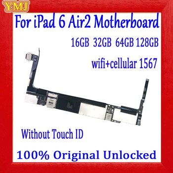 Tovarniško odkleni Za iPad 6 Zraka 2 A1567 Motherboard Wifi+Cellular original Za iPad 6 z/brez Dotik ID Logiko odbor brezplačno icloud