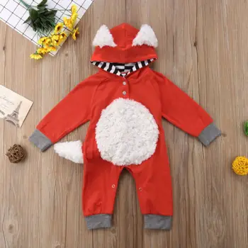 UK 3D Fox Baby Fantje Dekleta Dojenčkov Romper Jumpsuit Obleka, Bombažna Oblačila, Obleke