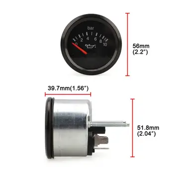 Univerzalni 2 palca (52mm) Kazalec Olje manometer 0-10BAR Za VDO Avto Instrument Gradbenih Strojev