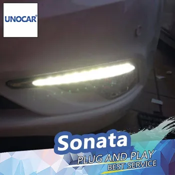 UNOCAR 12V Avto DRL komplet Za Hyundai Sonata 8 8. 2013-LED DRL Dnevnih Luči za Meglo Lučka Primeru Poletni