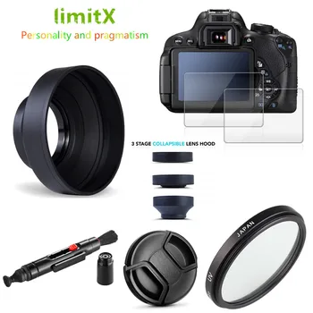 UV Filter + Objektiv Kapuco + Skp + Čiščenje pero + 9H Kaljeno Steklo LCD Screen Protector za Panasonic Lumix FZ80 FZ82 FZ85 Fotoaparat