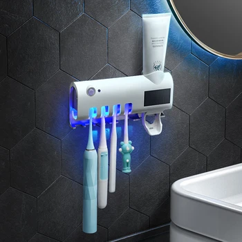 UV Sterilizator zobne ščetke Samodejno Sončne zobna pasta Razpršilnik Stenske zobna ščetka Imetnik USB Charge Kopalnica Dobave