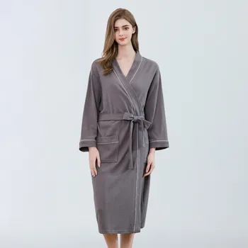 Vaflji Ženske Kimono Plašč Obleke Jeseni Priložnostne Kopalni Plašč Sleepwear Svoboden Seksi Salon Nightgown Lady Intimno Perilo Negliže