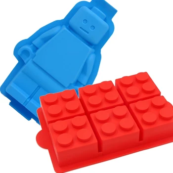 Velika Lego Robot Bloki Torta V Obliki Plesni Okrasitev Orodja Silikonske Ice Plesni 6 Opeke Sladoled Orodja Kadi Silikonski Torto Plesni