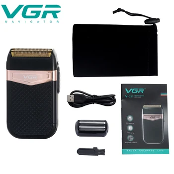 VGR Električni Brivnik za Moške Twin Blade Nepremočljiva, z Izmeničnim Akumulatorski Britev USB Polnilne Britje Pralni Barber Brivnik