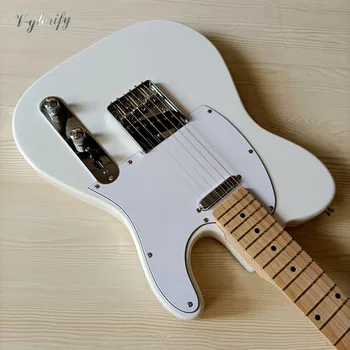 Visok sijaj 6 niz električne kitare TL polno trdna basswood telo 39 palčni bele barve 21 prečke TL električna kitara