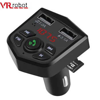 VR robot Bluetooth, FM Modulator Brezžični kompletom za Prostoročno 5V 3.1 Dvojni Polnilnik USB Adapter Avdio Avto MP3 Player