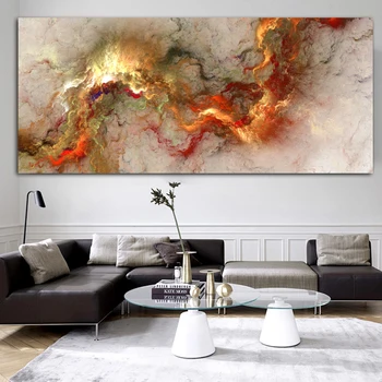Wangart Kul Cloud Povzetek Oljna slika, Oranžna krajine Stenske Slike Za dnevno Sobo Platno Sodobne Umetnosti Plakat In Tiskanje
