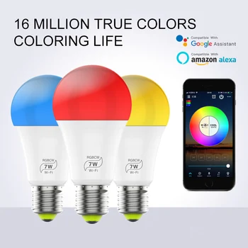 WiFi Smart Žarnice Zatemniti Multicolor Wake-Up Luči AC100-240V E27 Pametni Dom Svetlobe Delo Z googlova Domača stran Google Pomočnik
