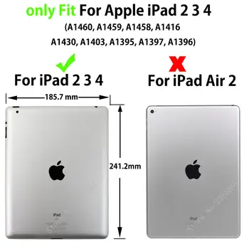 Za Apple Ipad 2 3 4 Smart Primeru Kritje Za iPad2 iPad3 iPad4 Funda Tablet Panda Reliefni Flip Stojijo Lupine, Kože, Capa +Darilo