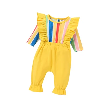 Za malčke baby dekleta jeseni dolg rokav trak outwear jumpsuits malčka otroški kombinezon sunsutis mozaik romper 0-3Y