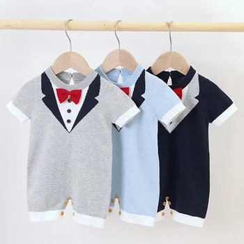Za Malčke Baby Fantje, Gospod Bowknot Igralne Obleke Obleke Nove 2020 Baby Boy Otroci Kratek Rokav Bombaž Igralne Obleke Oblačila